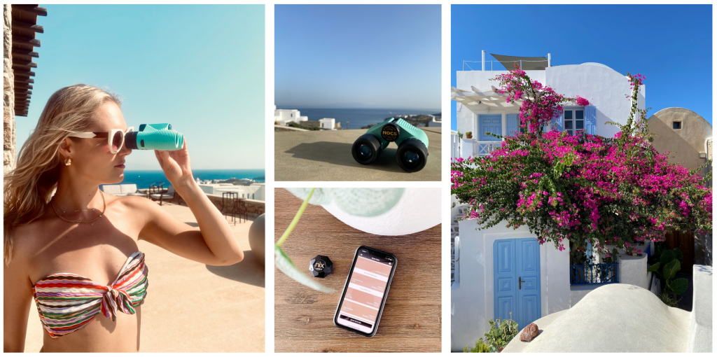 collage of photos of greece with striking blue skies